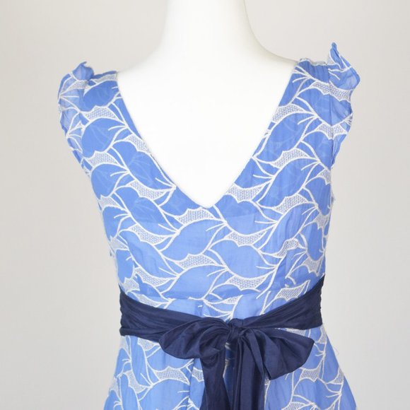 Anthropologie Lithe Waterleaf Dress Silk Blue and White Size 2 Small - Picture 7 of 10